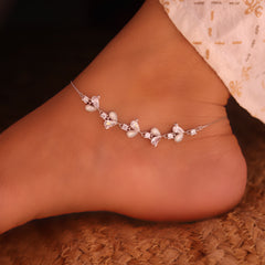 Heartline Grace silver payal for women