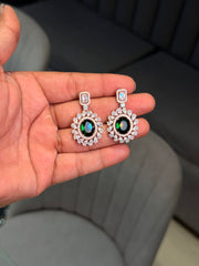 Olive shine silver earrings