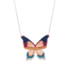 Butterfly mirage silver chain pendant