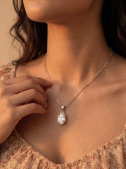 Ovalshine silver pendant set for women