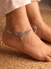 Ethnic Charm Jaipur Silver Anklets for Women