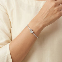 Butterfly shine silver kada for women