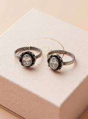 Nova oxidised silver toerings for women