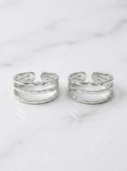 Triple layer silver toerings for women