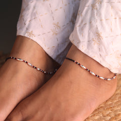 Ziya Colour Bliss Silver Payal for Women