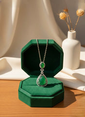 Royal Green Drop silver chain pendant