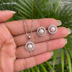 Pearlora silver pendant set for women