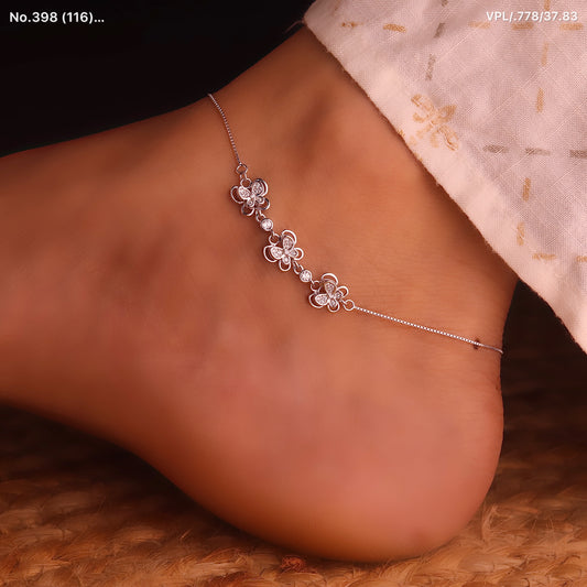 Charming Butterfly Bloom Silver Payal