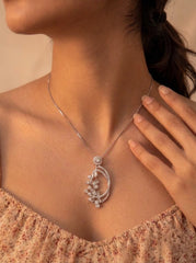 Crysta ivy silver pendant set for women