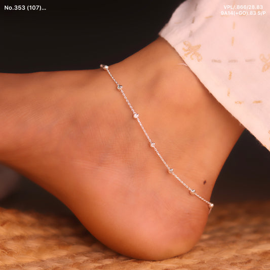 LustreDots Silver Payal for Women