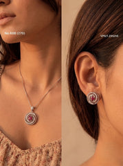 Crimson beauty silver pendant set for women