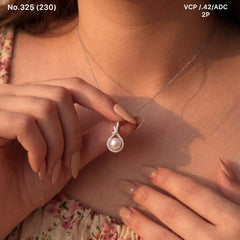 Pearl teardrop elegance silver chain pendant for women