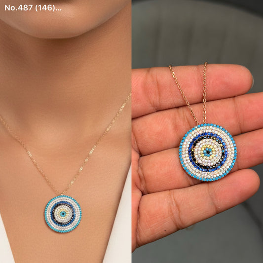 Rainbow orbit silver chain pendant