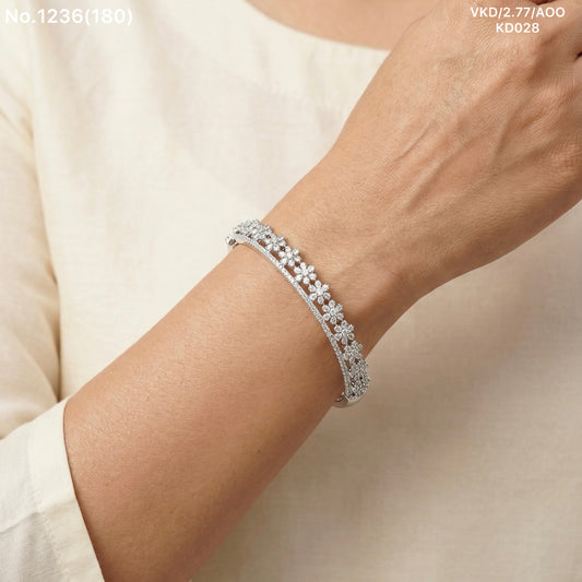 Crystal blossom silver kada for women