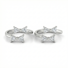 Bow luxe silver toe rings for women