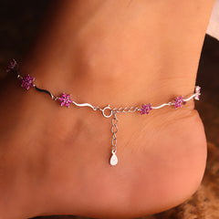 Pinkaura silver payal for women