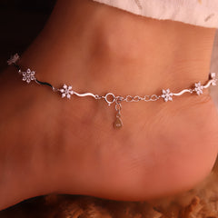 Celestial flora silver anklet for women