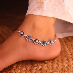 Heavystone couture silver anklet
