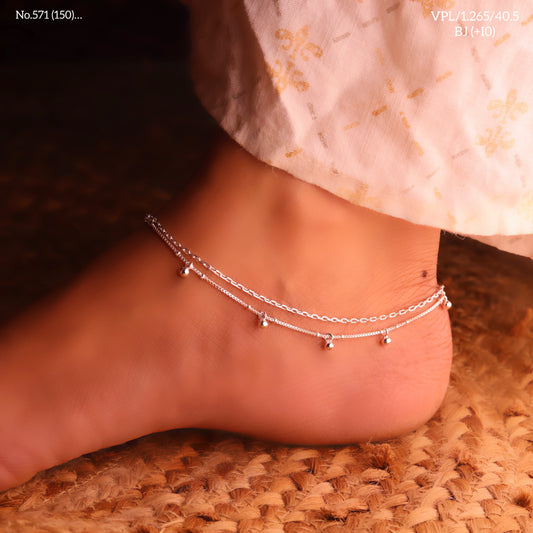 Charmcascade silver payal for women