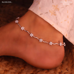 Celestial flora silver anklet for women