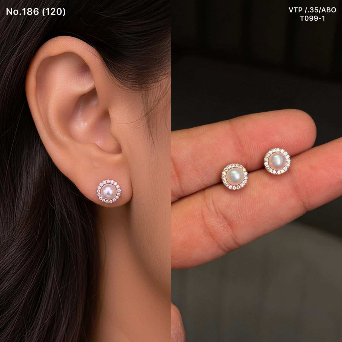 Dewy pearl silver stud