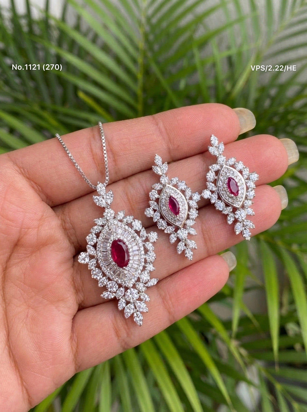 Royal scarlet silver pendant set for women