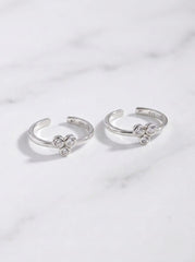 Silver Four Petal Toe Ring for women