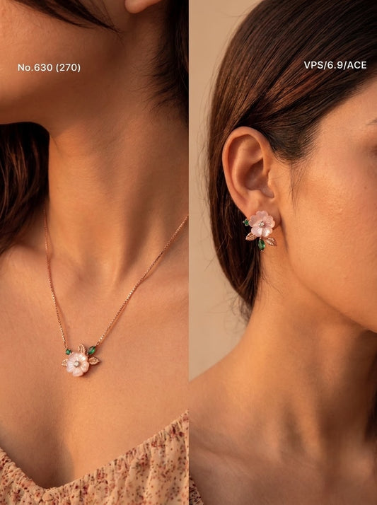 Floral twinkle silver pendant set for women