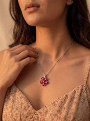 Blush bloom silver pendant set for women
