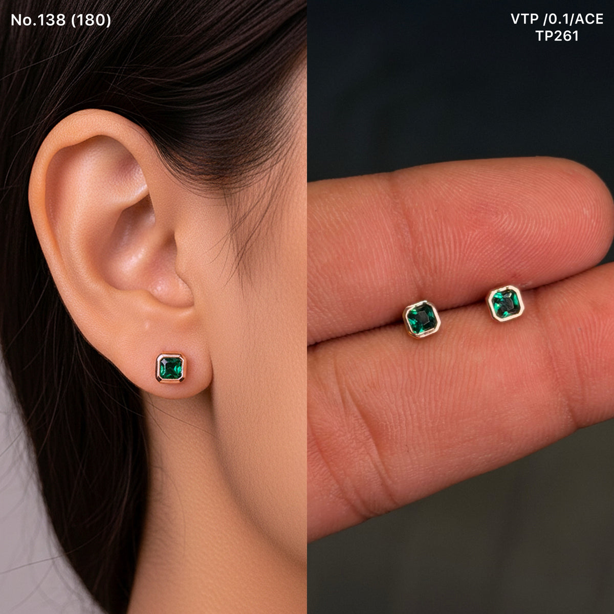 Evergreen stone silver stud