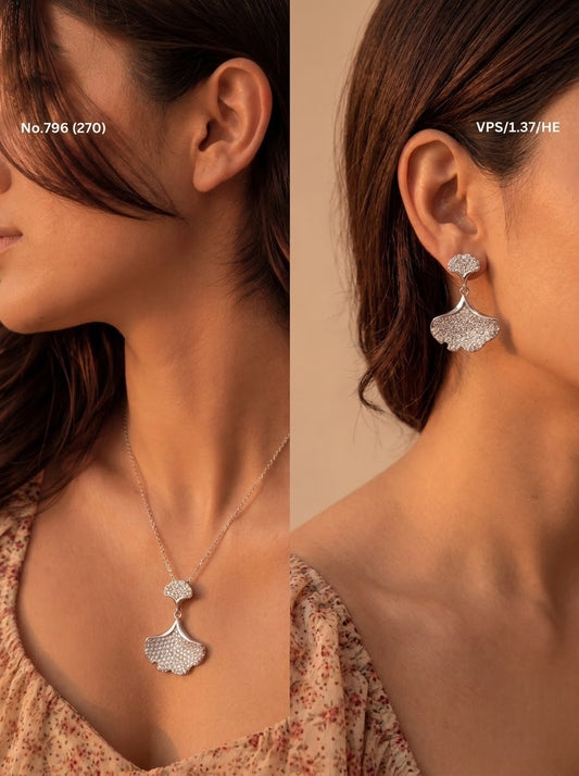 Astra bloom silver pendant set for women