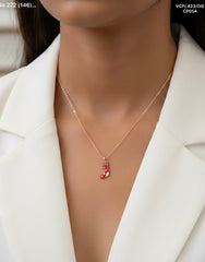 Ruby steps silver chain pendant