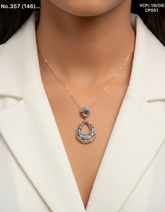 Prismatic aura silver chain pendant