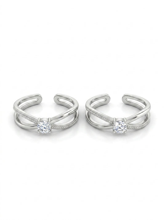 Twinkling treasure silver toerings for women