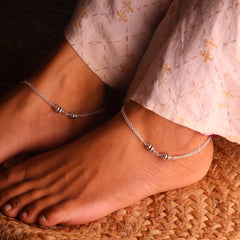 Ritara bead silver anklet for women