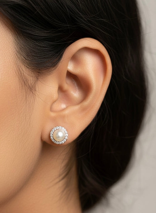 Pure pearl silver stud