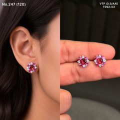 Blushing bloom silver stud