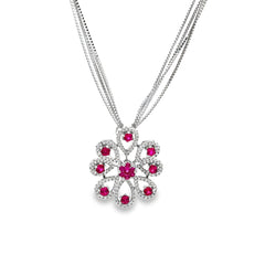 PetalDream Layered Flower silver chain pendant