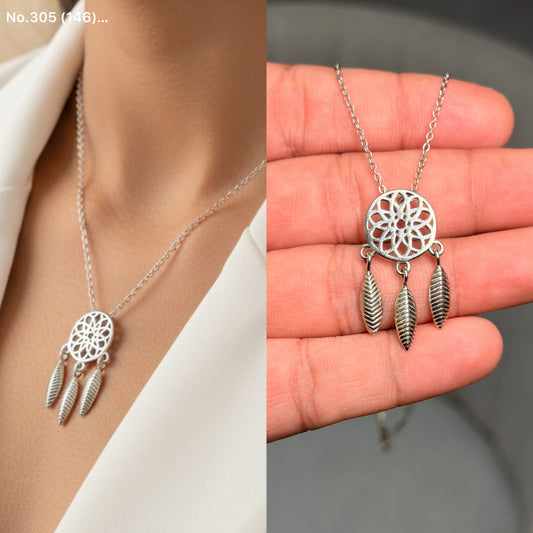 Leafy grace silver chain pendant