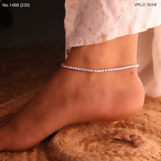 Diamond glow silver anklet for women