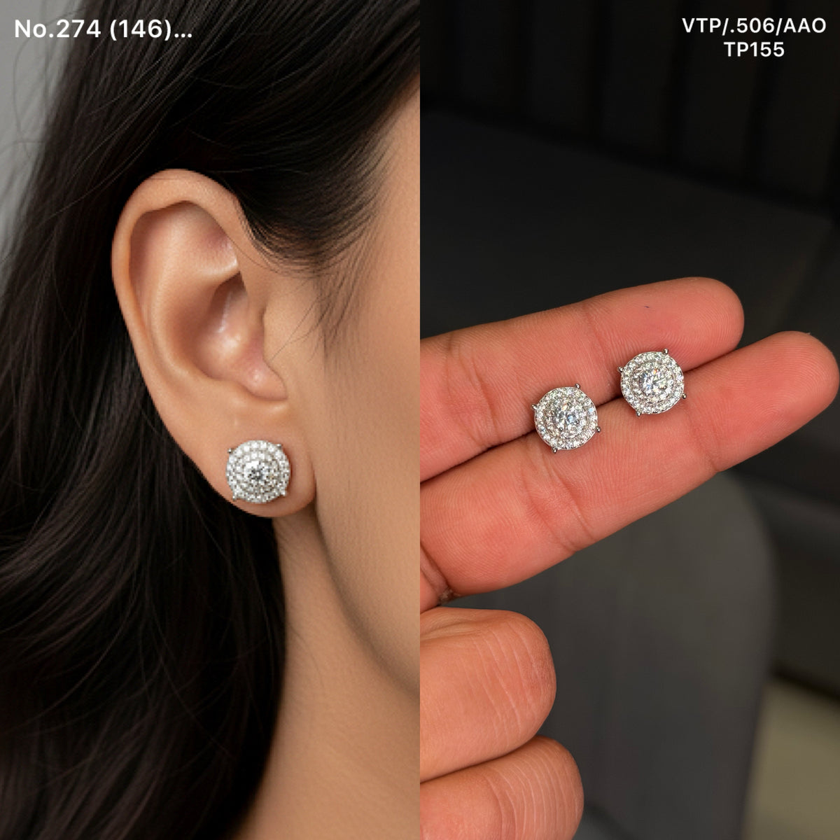 Eira Moon silver Stud
