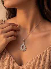 Elara diamond silver pendant set for women