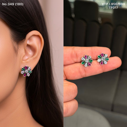 Dual gem grace silver stud