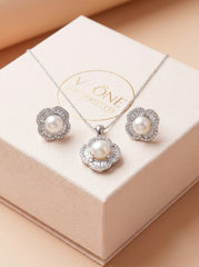 Pure pearl silver pendant set for women