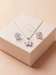 Celestial floral silver pendant set for women
