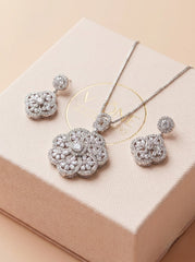 Celestial blossom shine silver pendant set pendant set