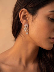 Floral charms silver flowers pendant set for women