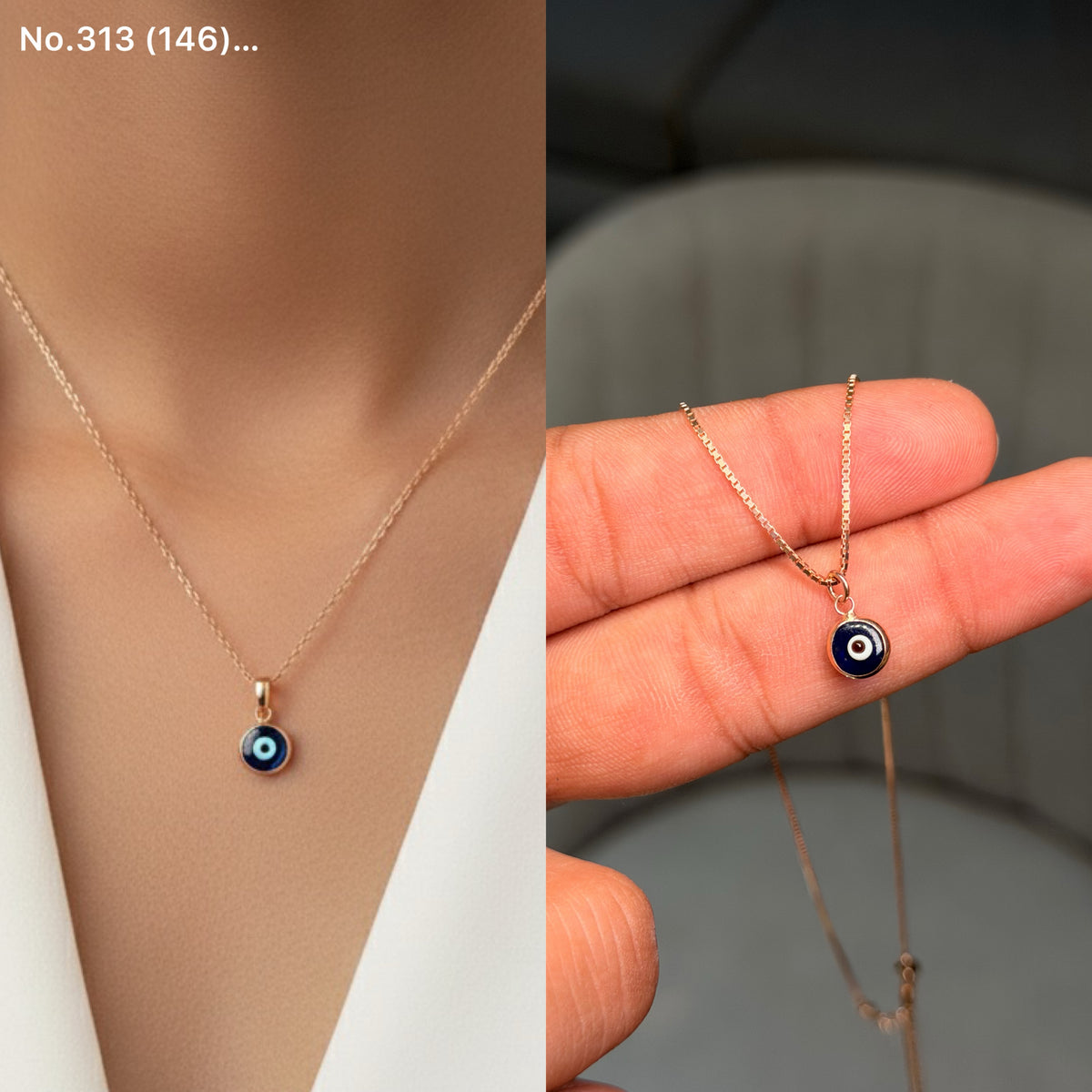 Evil eye silver chain pendant