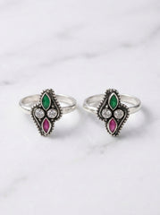 Ishira oxidised silver toerings for women