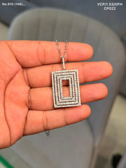 Diamond Edge Rect silver chain Pendant